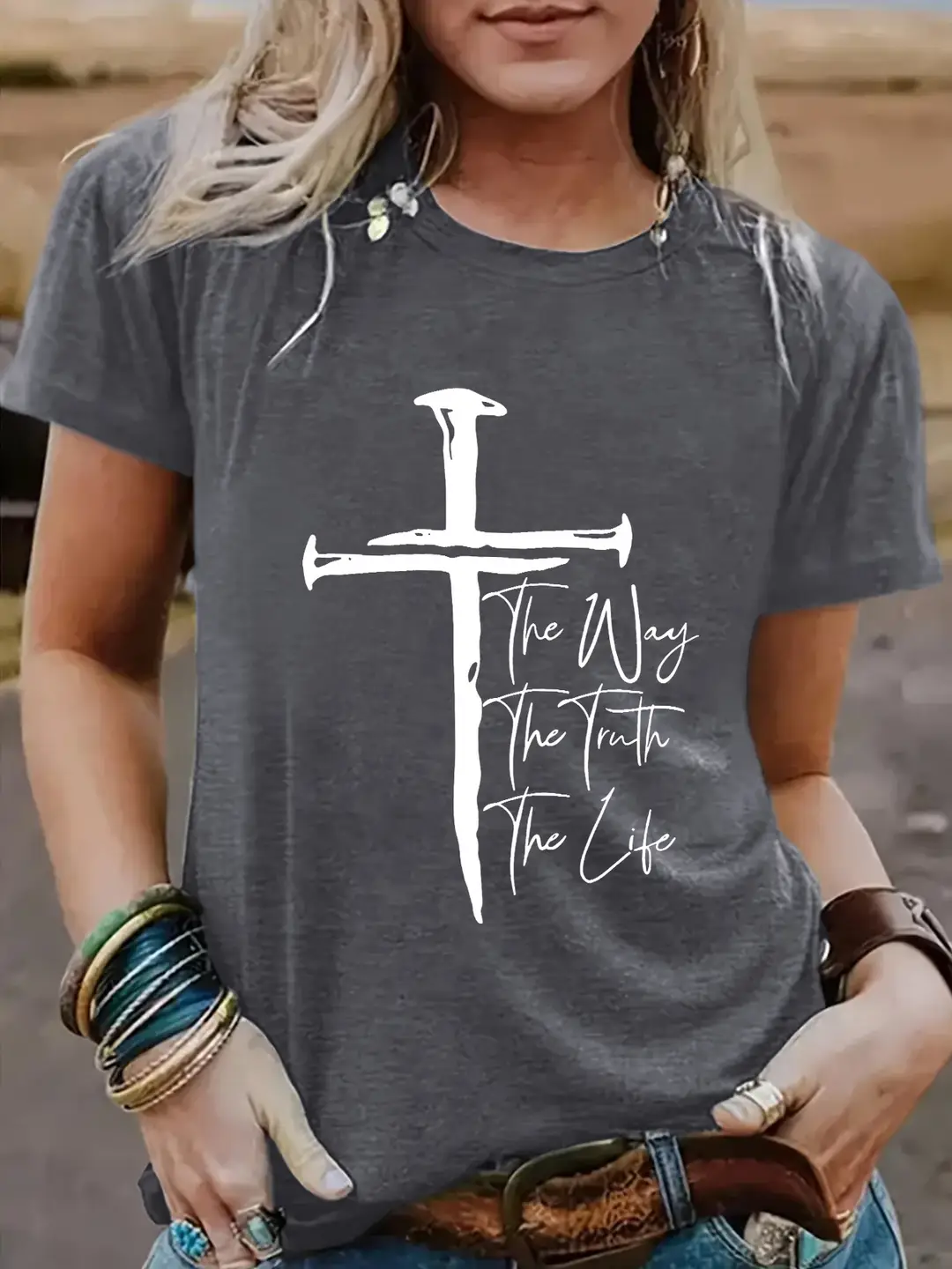 Women Black Cross T-Shirt Summer Casual Short Sleeve
