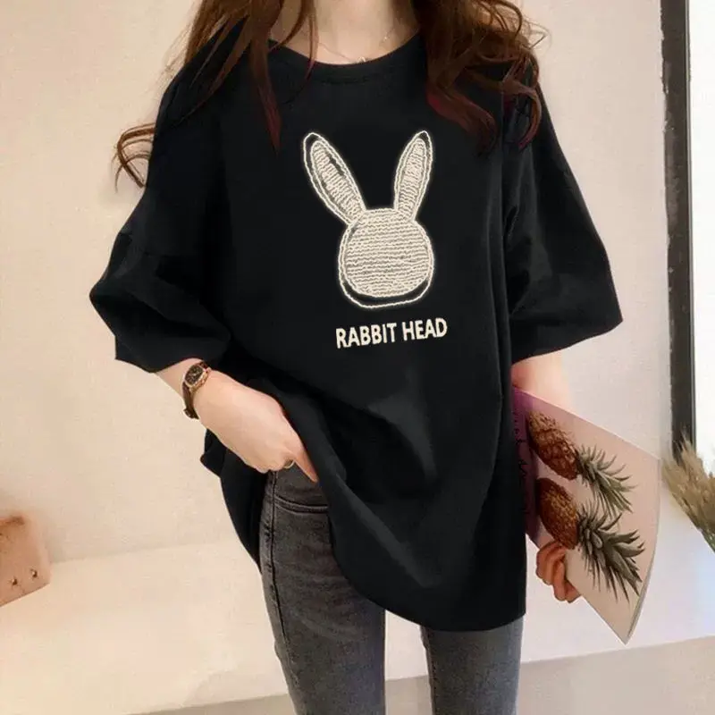 Women Loose Rabbit Head T-Shirt Plus Size Summer