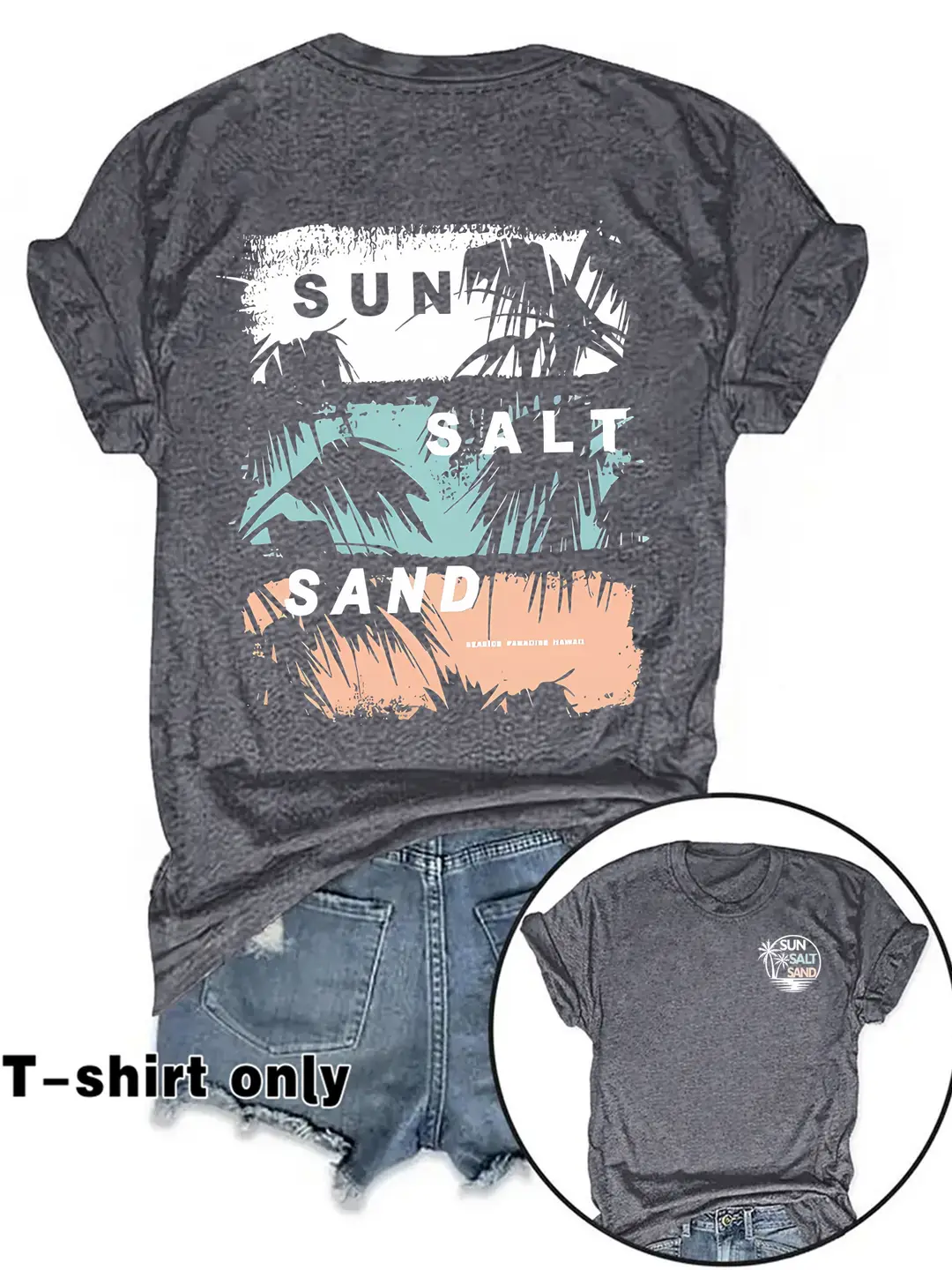 Women Graphic T-Shirt Sun Salt Sand Plus Size