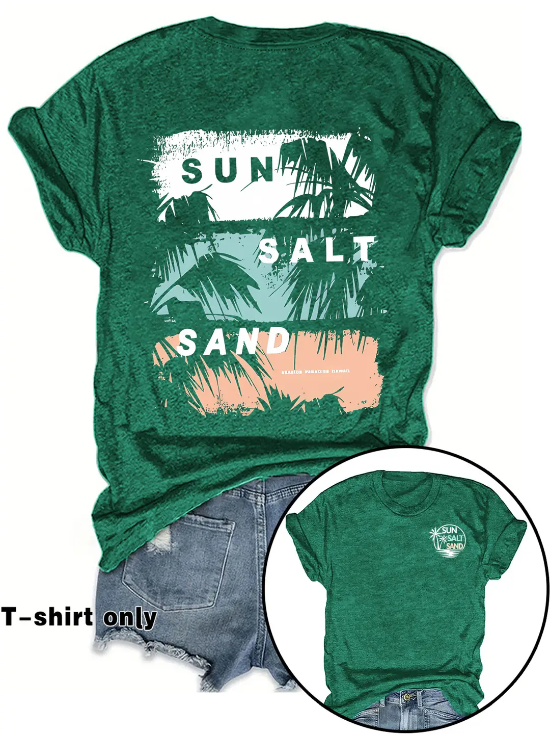 Women Graphic T-Shirt Sun Salt Sand Plus Size