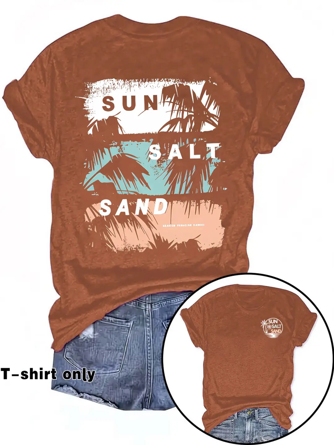 Women Graphic T-Shirt Sun Salt Sand Plus Size