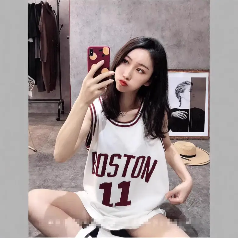Women Sleeveless Basketball Vest White Loose Fit Summer Sports Wear