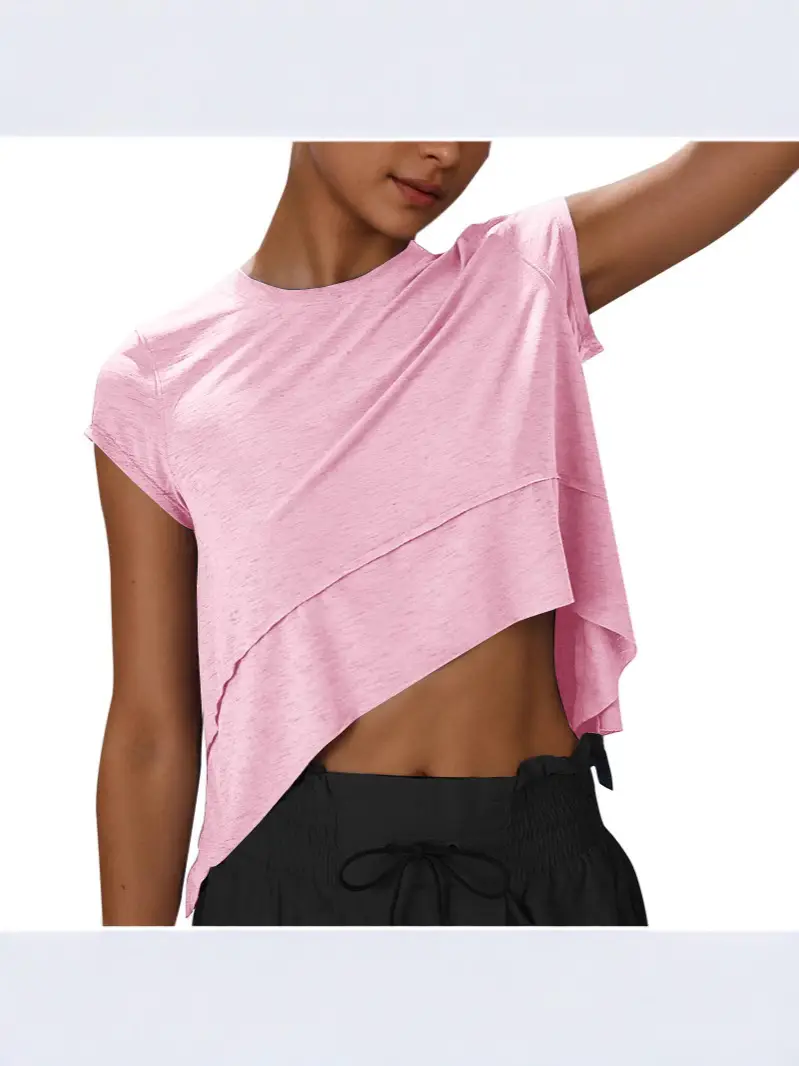 Women Asymmetrical Sleeveless Crop Top Blue Summer Sports Wear