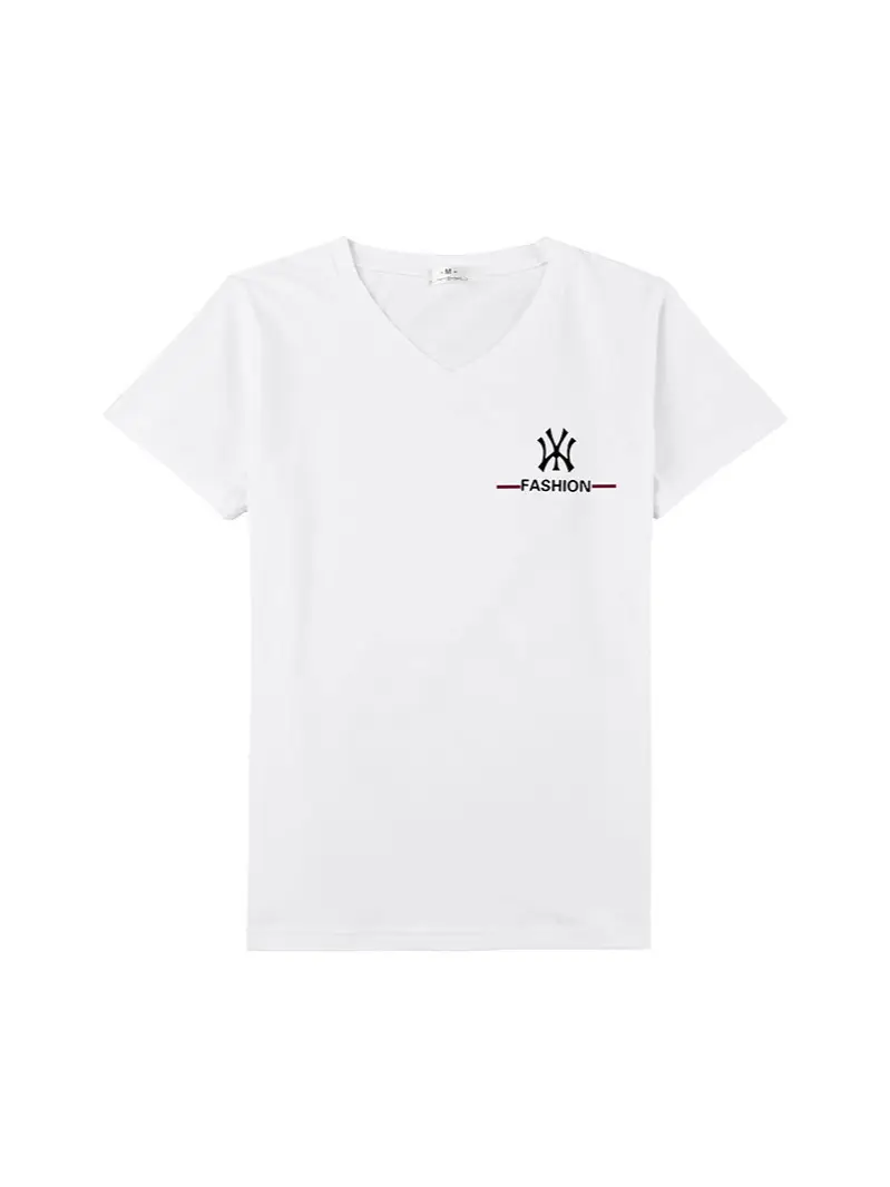 Women Cotton V Neck T-Shirt White Summer Slim Fit