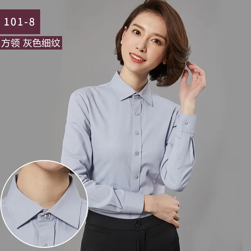 White Slim Fit Business Blouse for Women