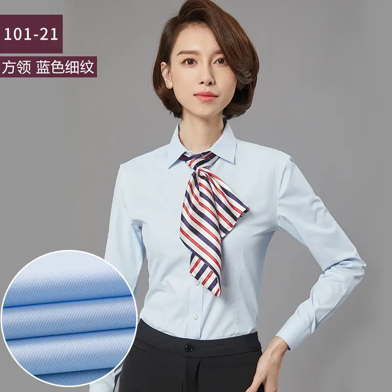 White Slim Fit Business Blouse for Women