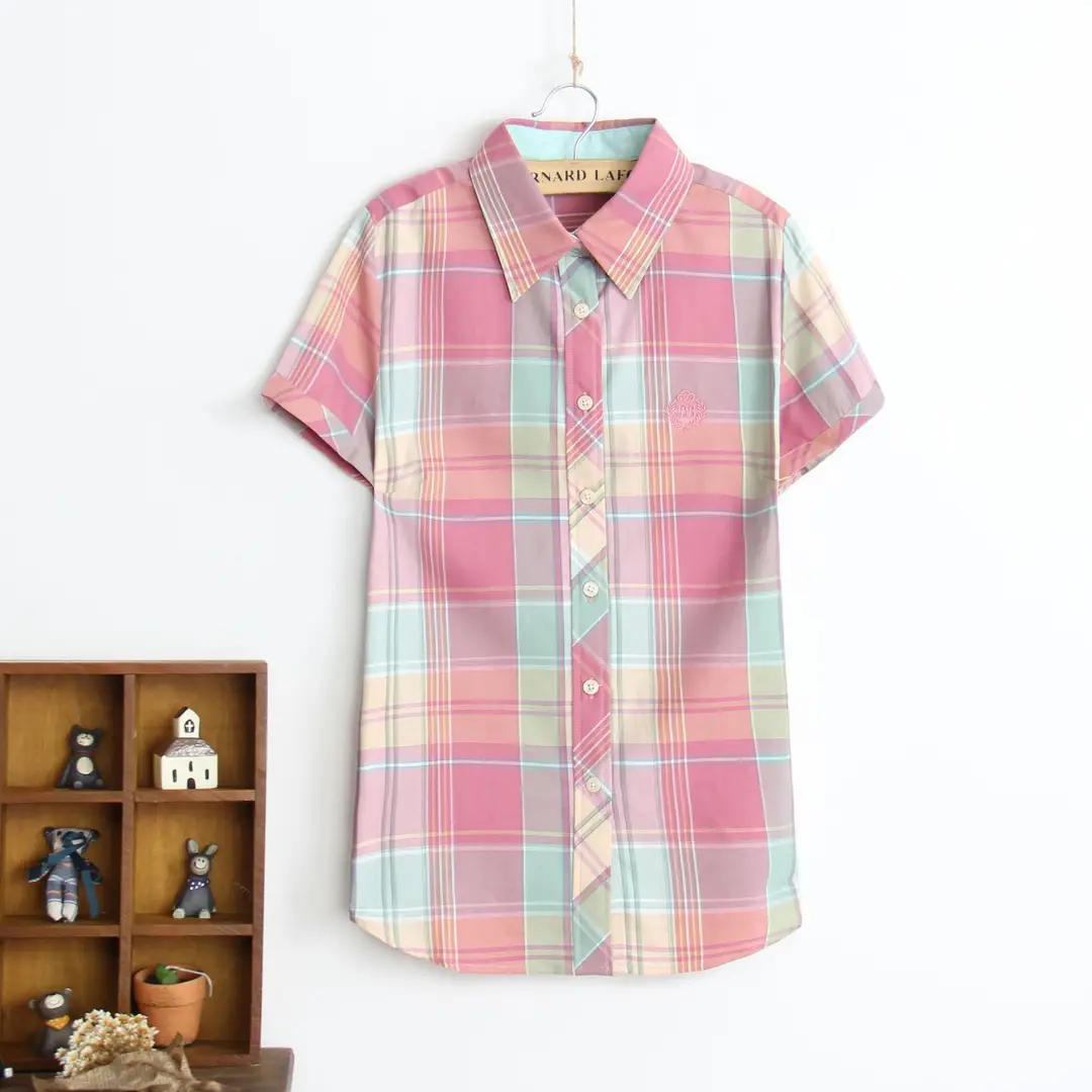 Women Summer Plaid Slim Fit Shirts Wholesale