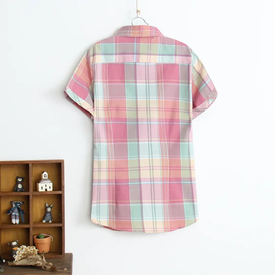 Women Summer Plaid Slim Fit Shirts Wholesale