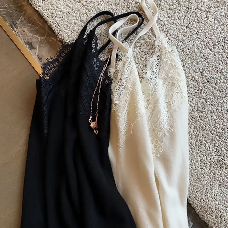 White Lace V Neck Camisole Women Summer Slim Top