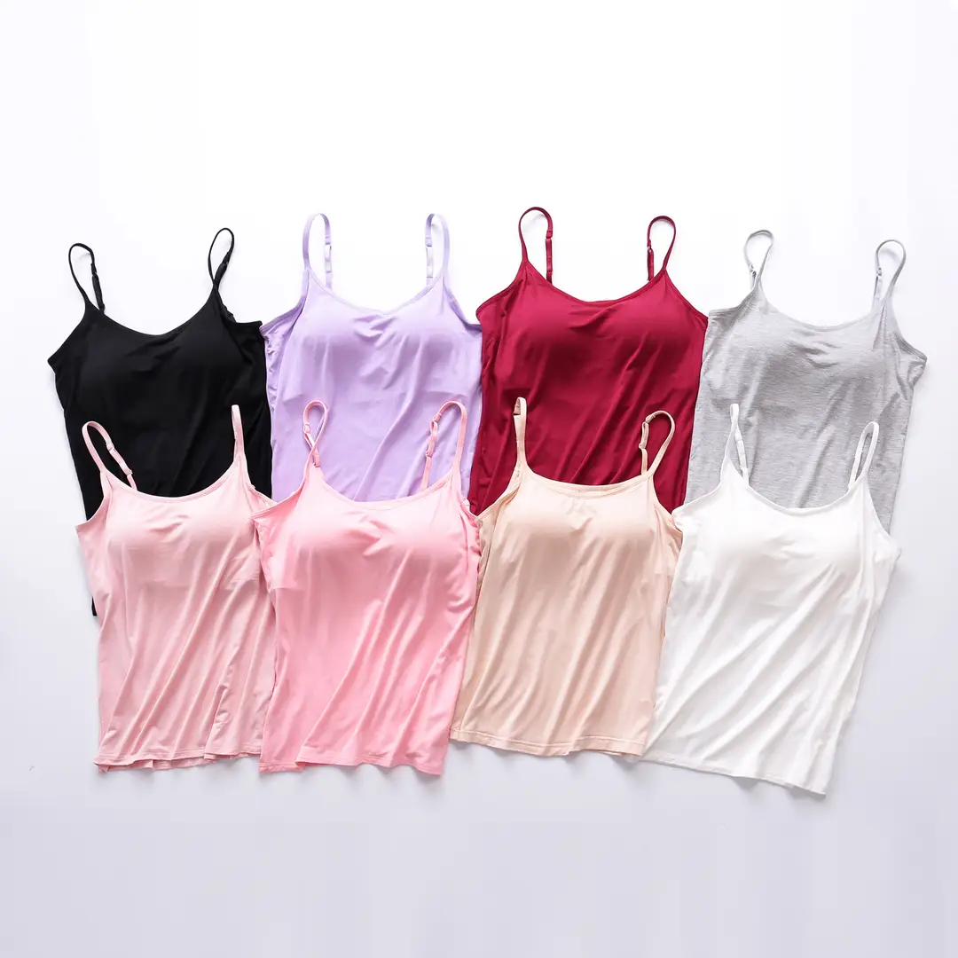 Women Modal Camisole with Breast Pads Slim Fit Black