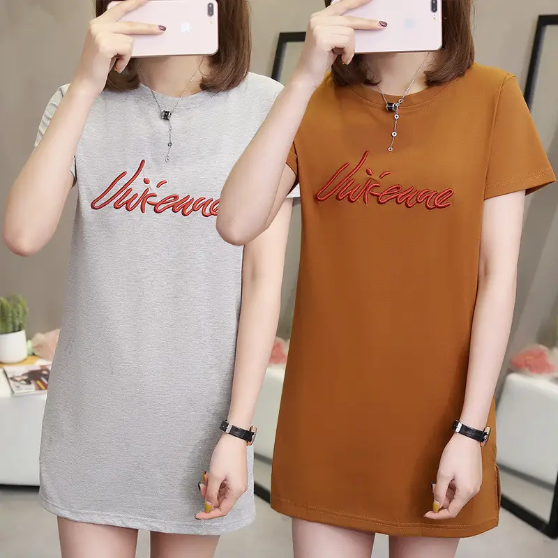 Women Loose Summer T-Shirt White Grey Plus Size 200kg Casual