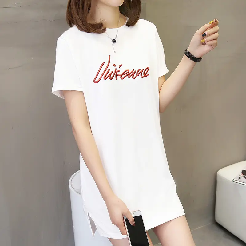 Women Loose Summer T-Shirt White Grey Plus Size 200kg Casual