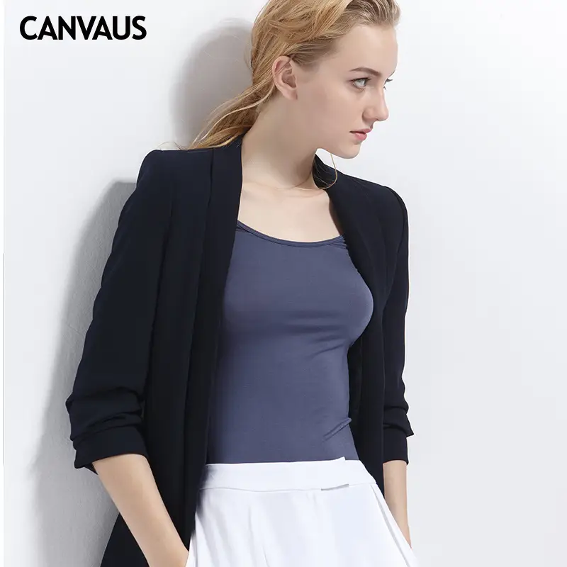 Plus Size Women Long Sleeve Slim Fit Modal T-Shirt Navy Blue