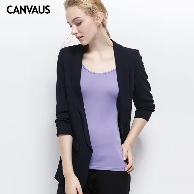 Plus Size Women Long Sleeve Slim Fit Modal T-Shirt Navy Blue