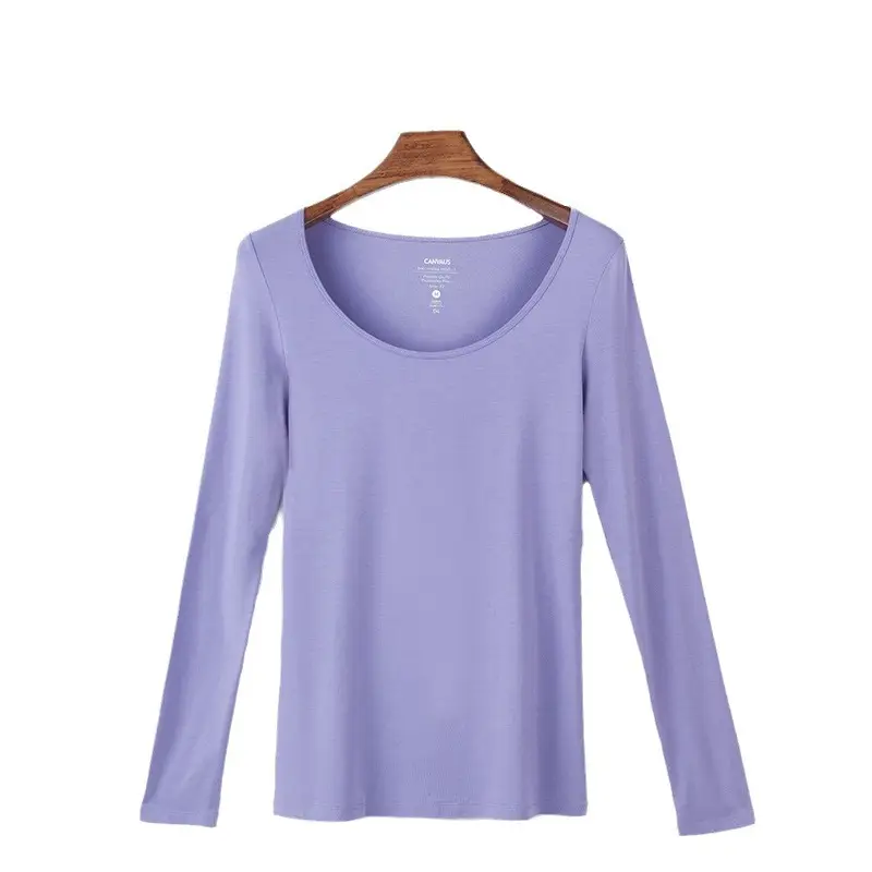 Plus Size Women Long Sleeve Slim Fit Modal T-Shirt Navy Blue