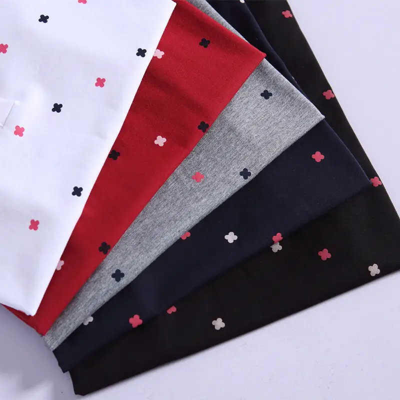 Women Printed Polo Shirt Spring Summer Casual White Red Black