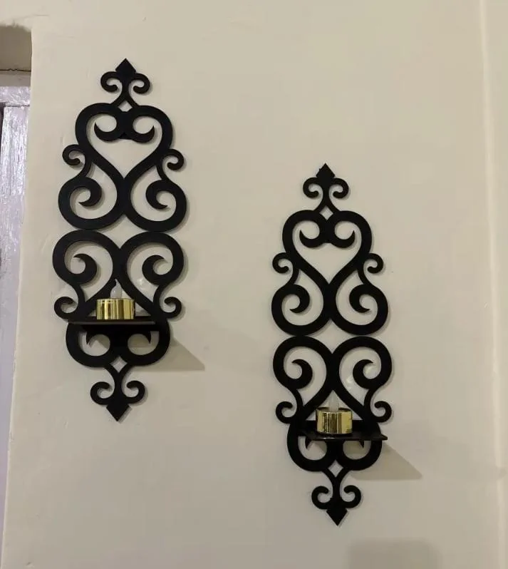 Modern Black Wall Shelves Set of 2 Decorative Wall Art 14"