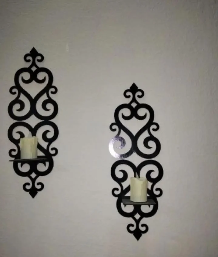 Modern Black Wall Shelves Set of 2 Decorative Wall Art 14"