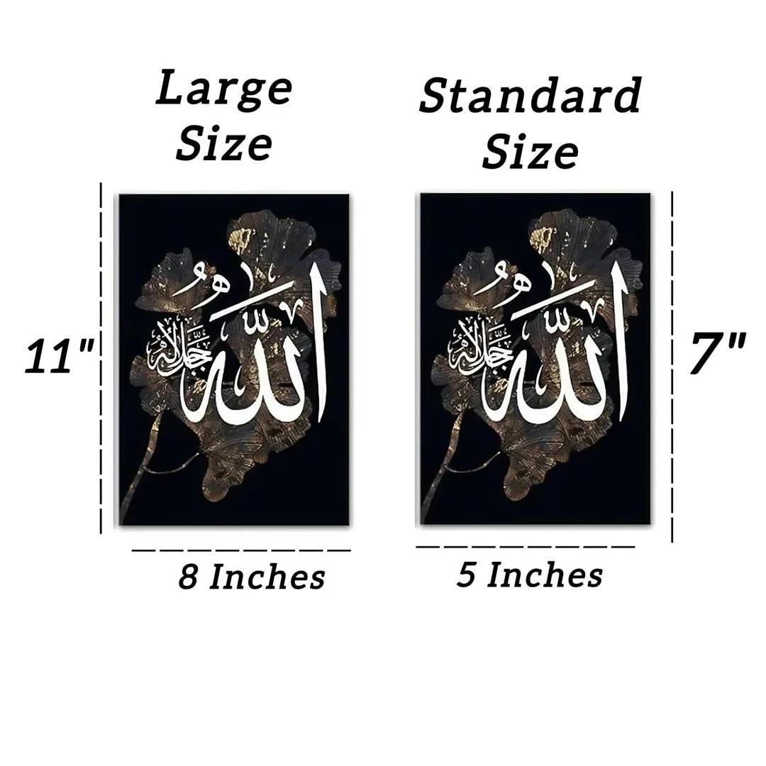 Islamic Calligraphy Wall Art Set of 3 Golden Floral Black