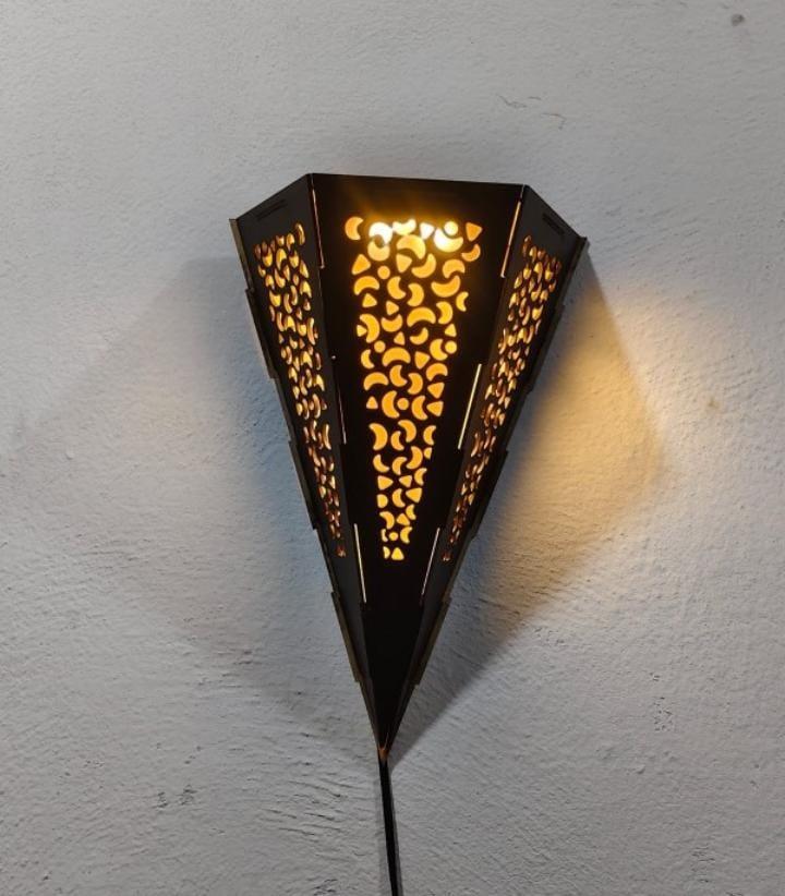 Rechargeable Wooden Wall Lamp Dark Brown Golden Glow