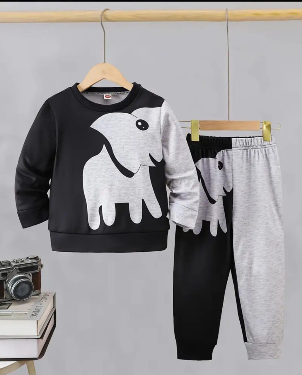 Stylish Boy's Printed Fleece Sweatshirt Tracksuit - 2 Pcs Set for Ages 1-12 Years