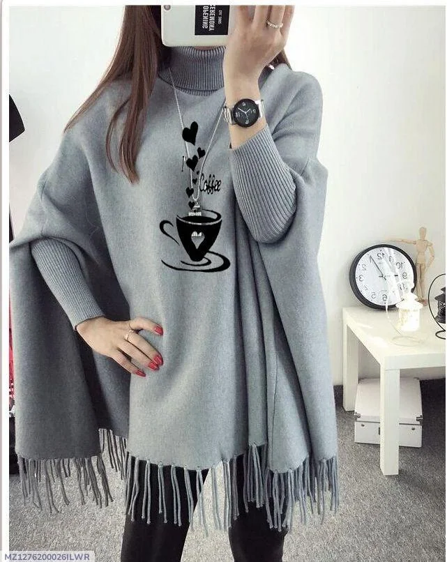 Women's Fleece Cup Printed Poncho