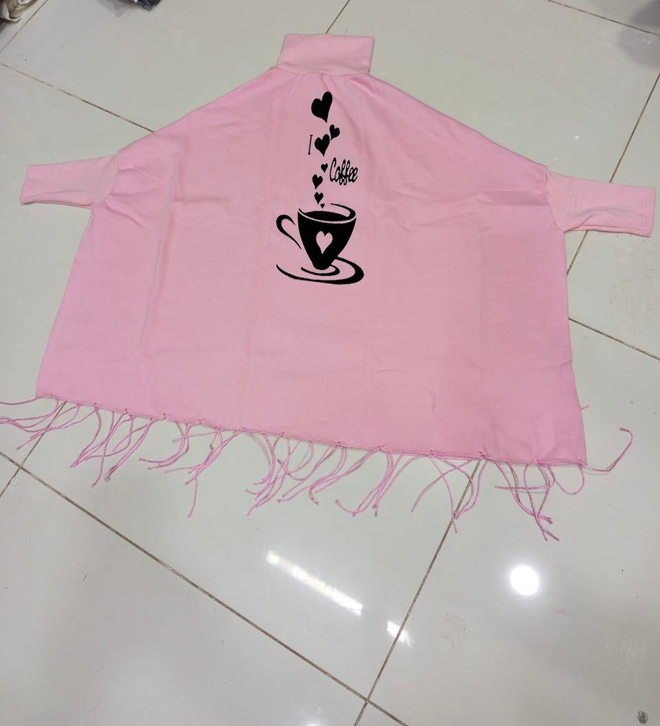 Women's Fleece Cup Printed Poncho Cape Shawl