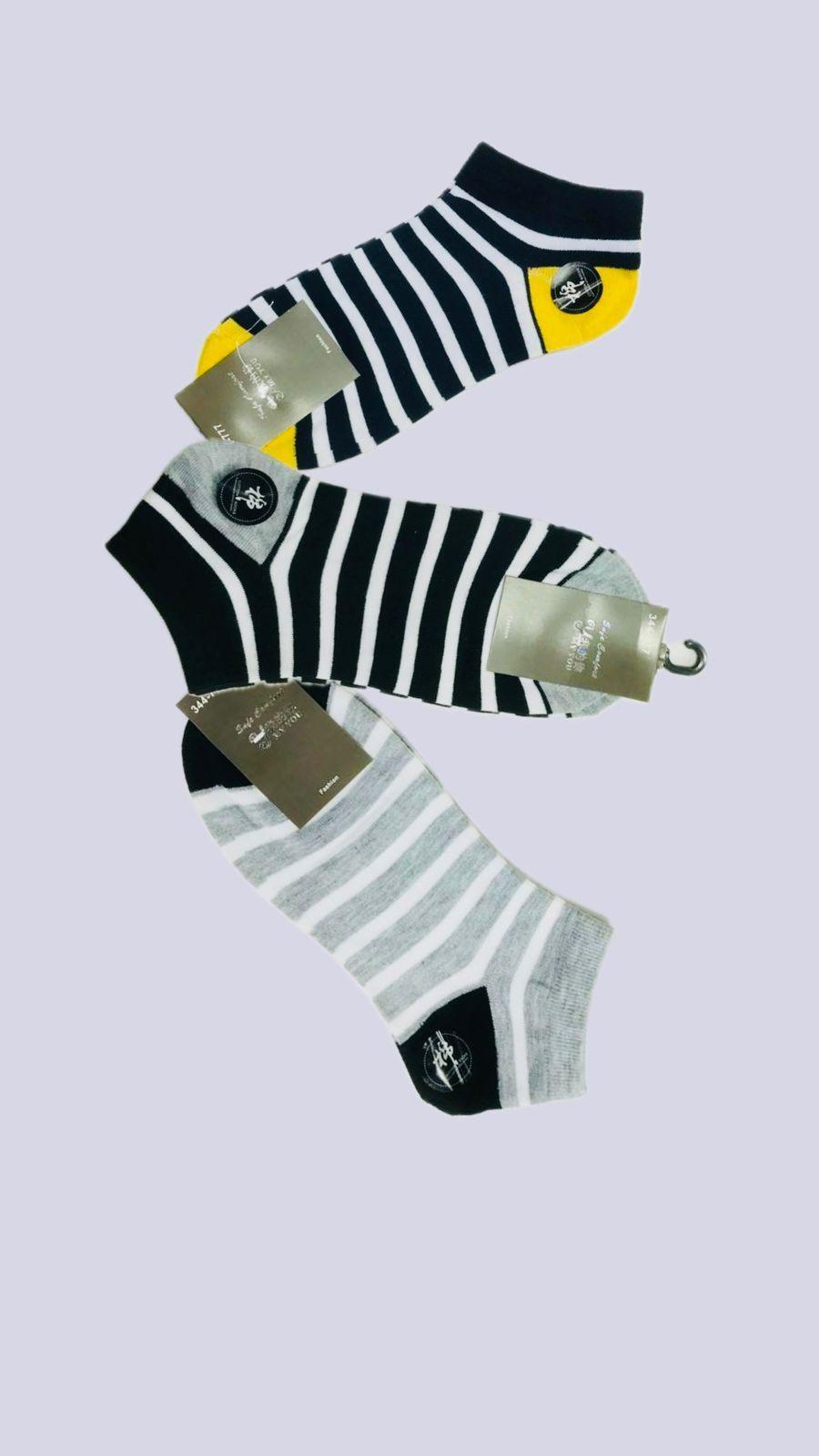 Men's Striped Ankle Socks Pack of 3 Cotton Pakistan