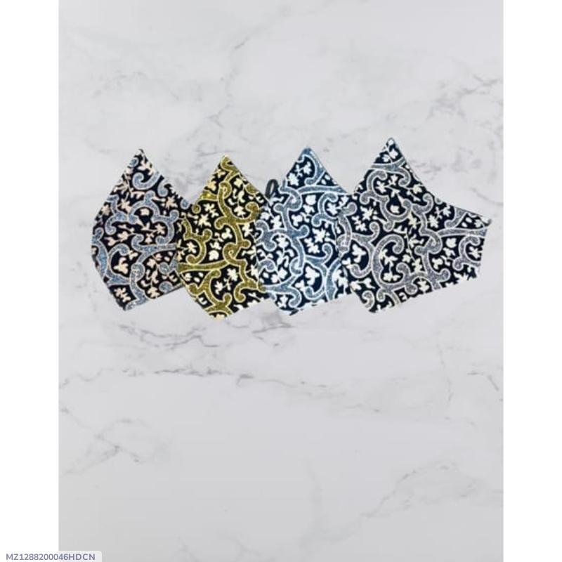 Premium Cotton Face Masks Pack of 4 Navy Gold Blue