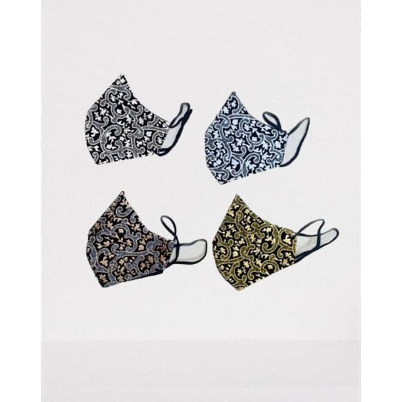 Premium Cotton Face Masks Pack of 4 Navy Gold Blue