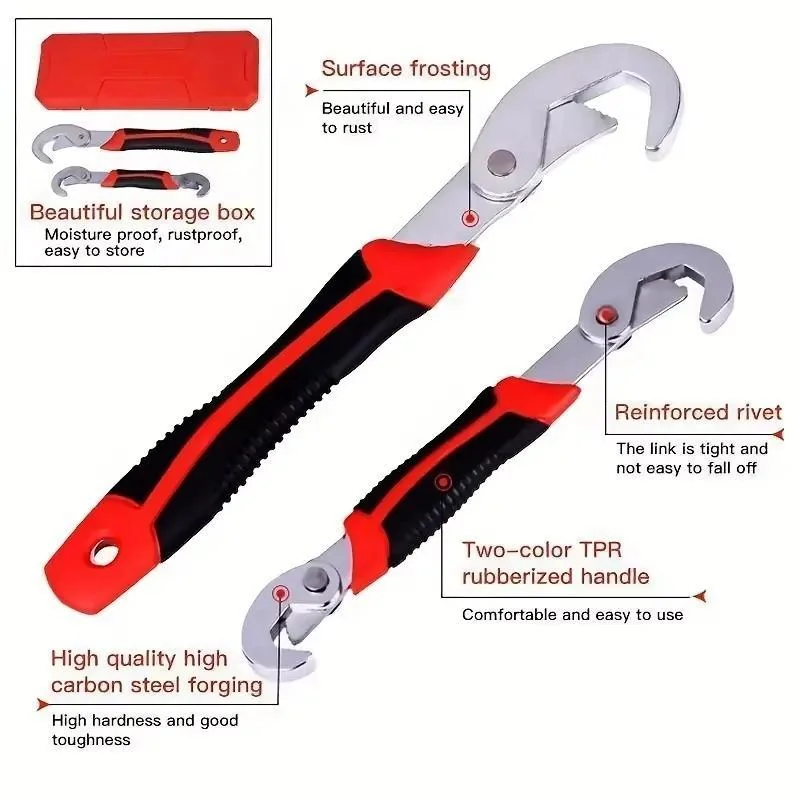 Chrome Vanadium Steel Wrench Set Red 2 Pcs