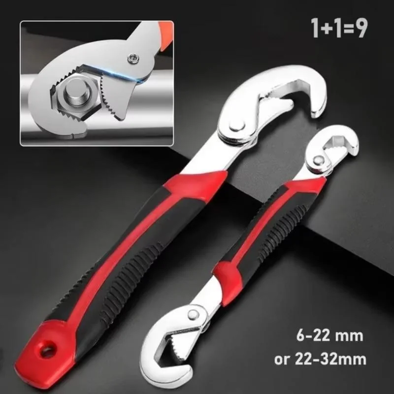 Chrome Vanadium Steel Wrench Set Red 2 Pcs