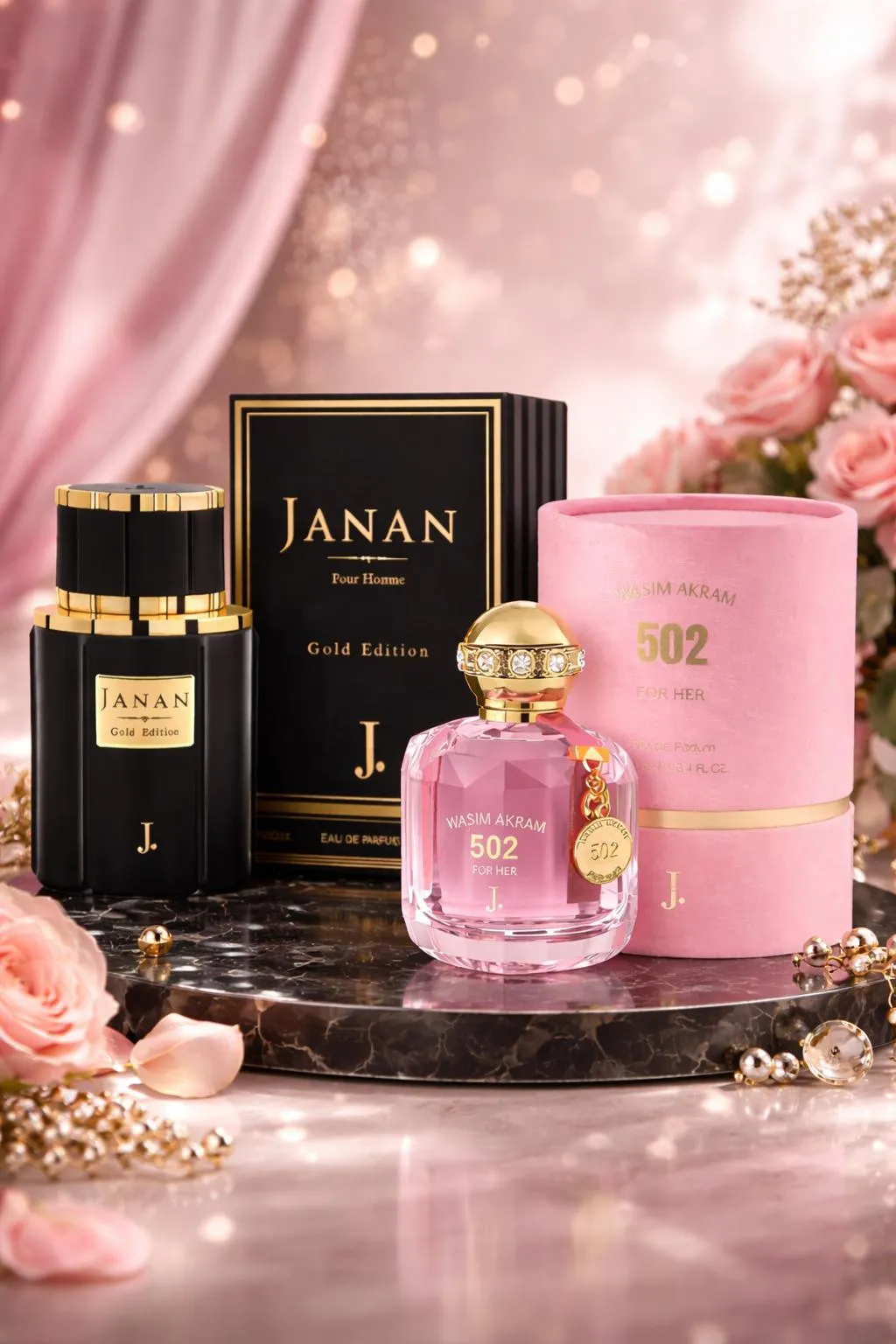 Janan & Wasim Akram 502 Perfume 2 Pack Alcohol-Free Unisex Black