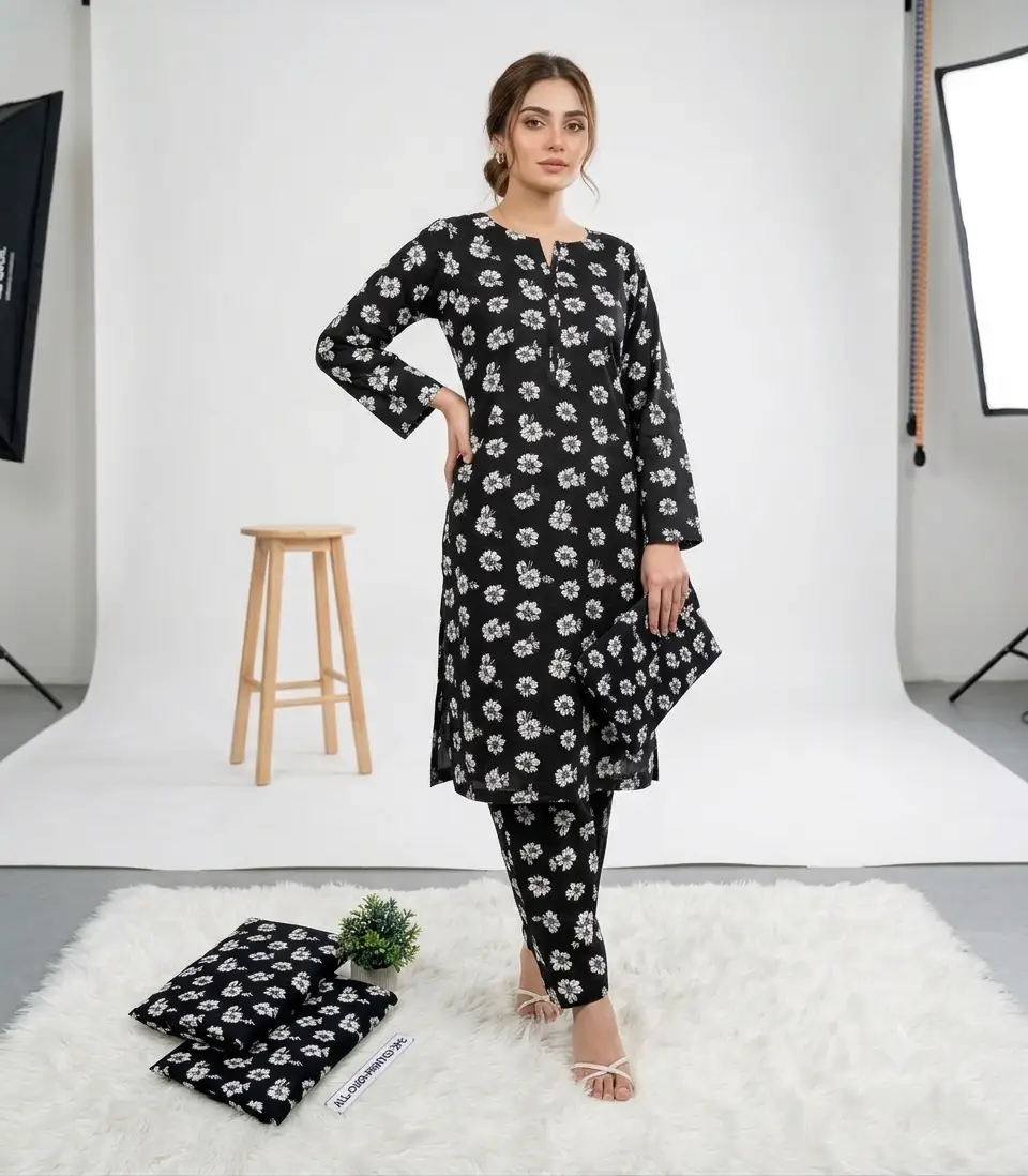 2 Pcs Women's Unstitched Printed Suit