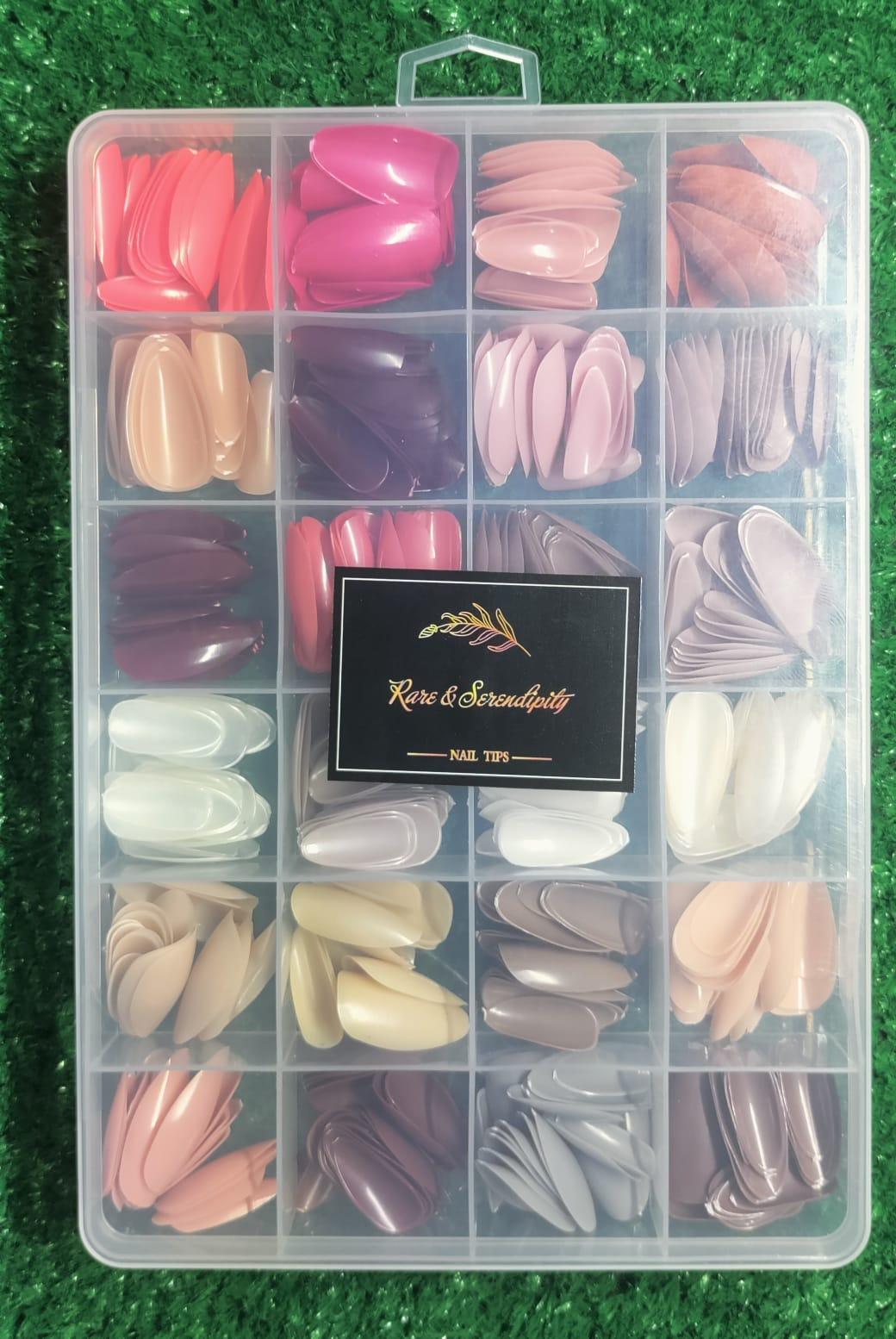 576 Pcs Custom Fake Nails Pink Beige White Maroon Peach Brown Red Grey