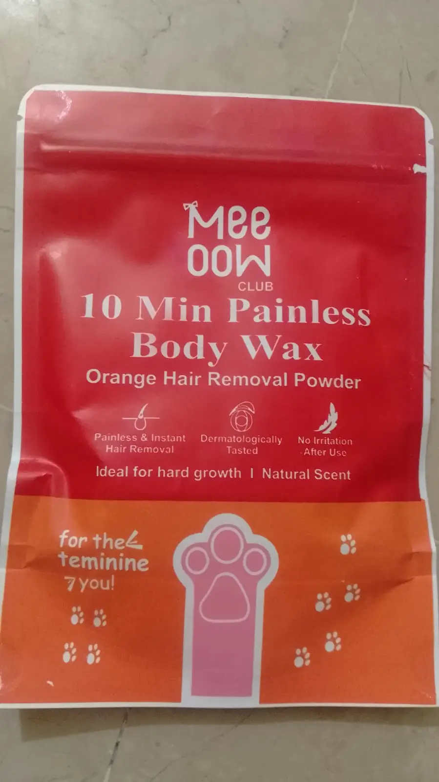 Meeoow Club 10 Min Painless Body Wax Orange Hair Removal Powder for Women