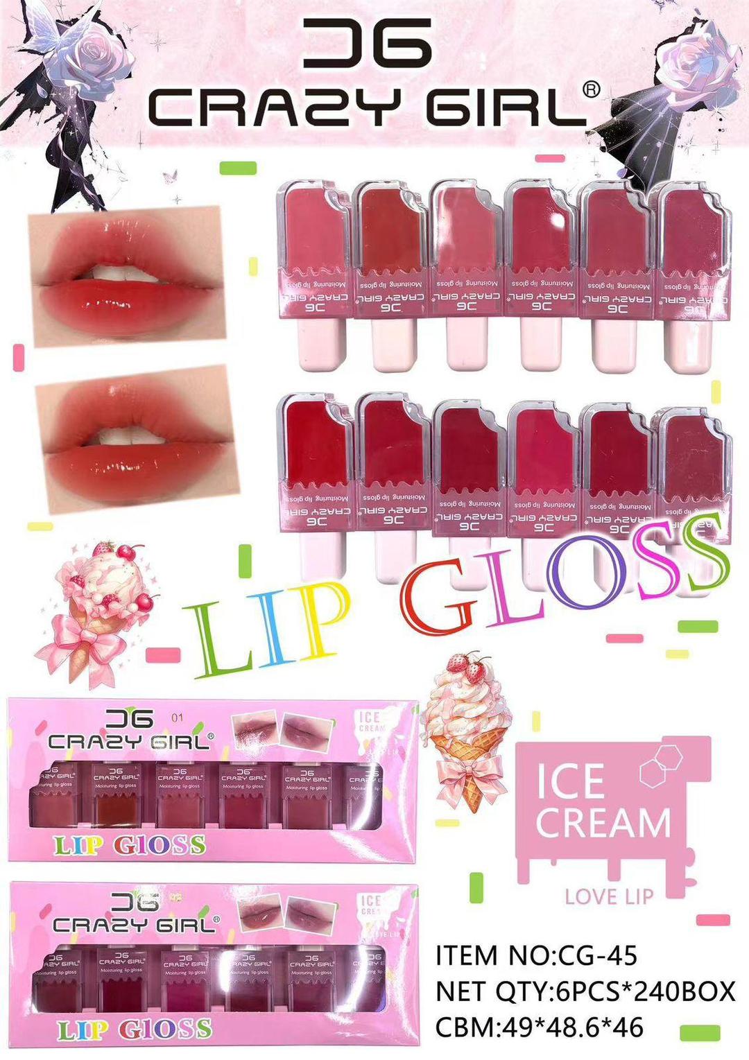 Crazy Girl Glossy Lip Gloss Pack of 6