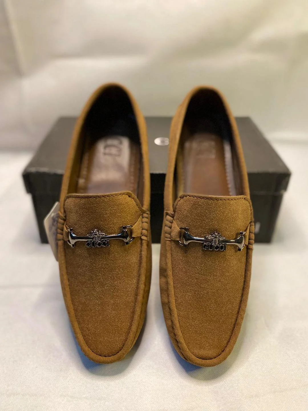 Men Mustard Suede Loafers with Horsebit Detail