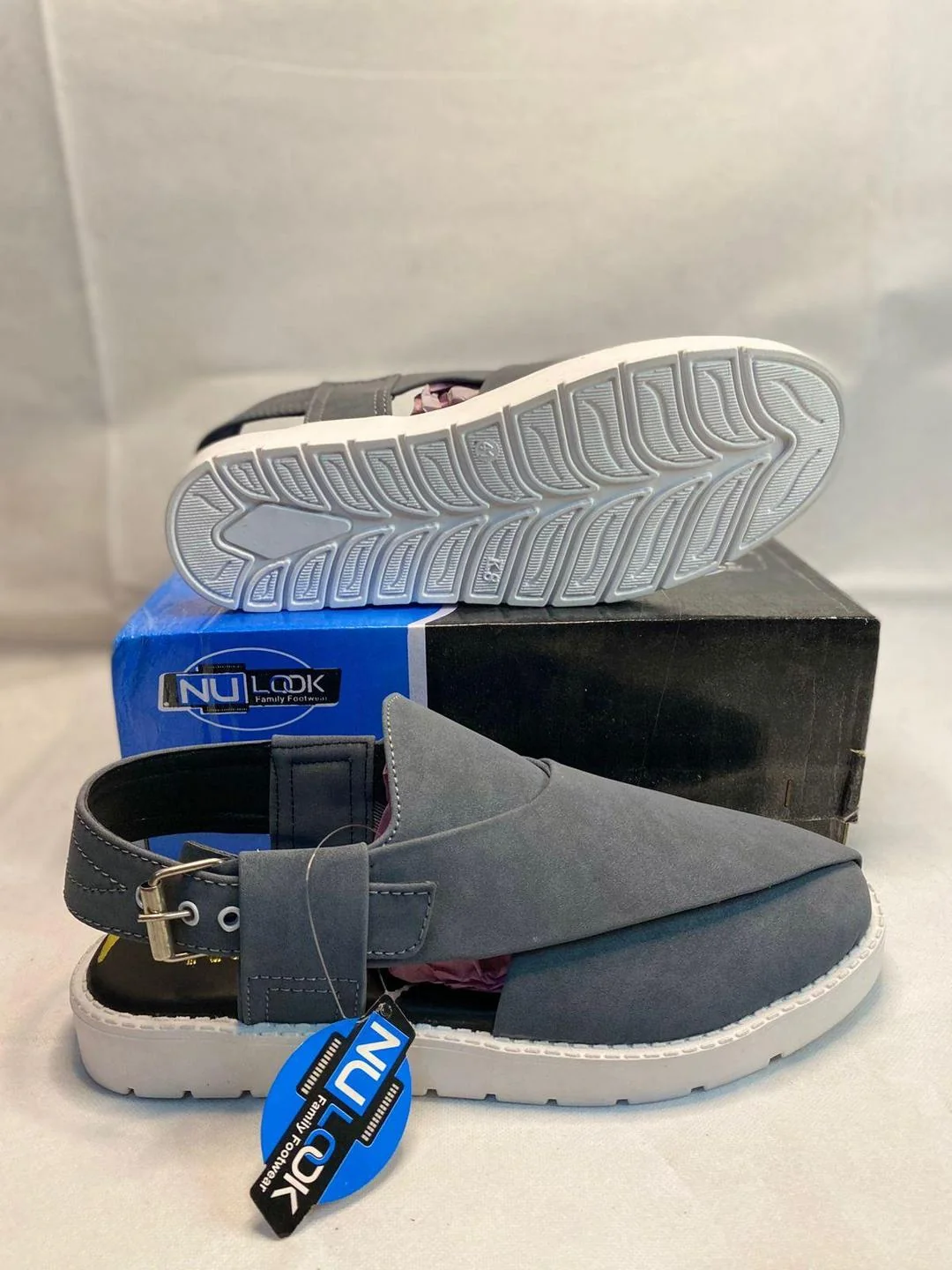 Men's Suede Fancy Sandals Peshawari Grey