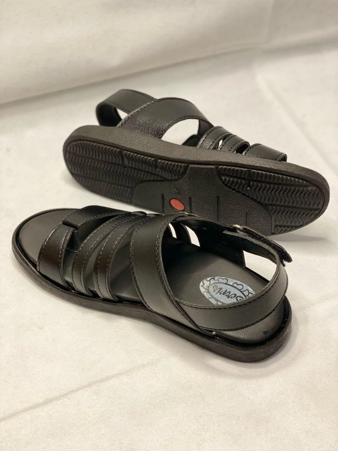 Men's Black Leather Fancy Sandals TB-901