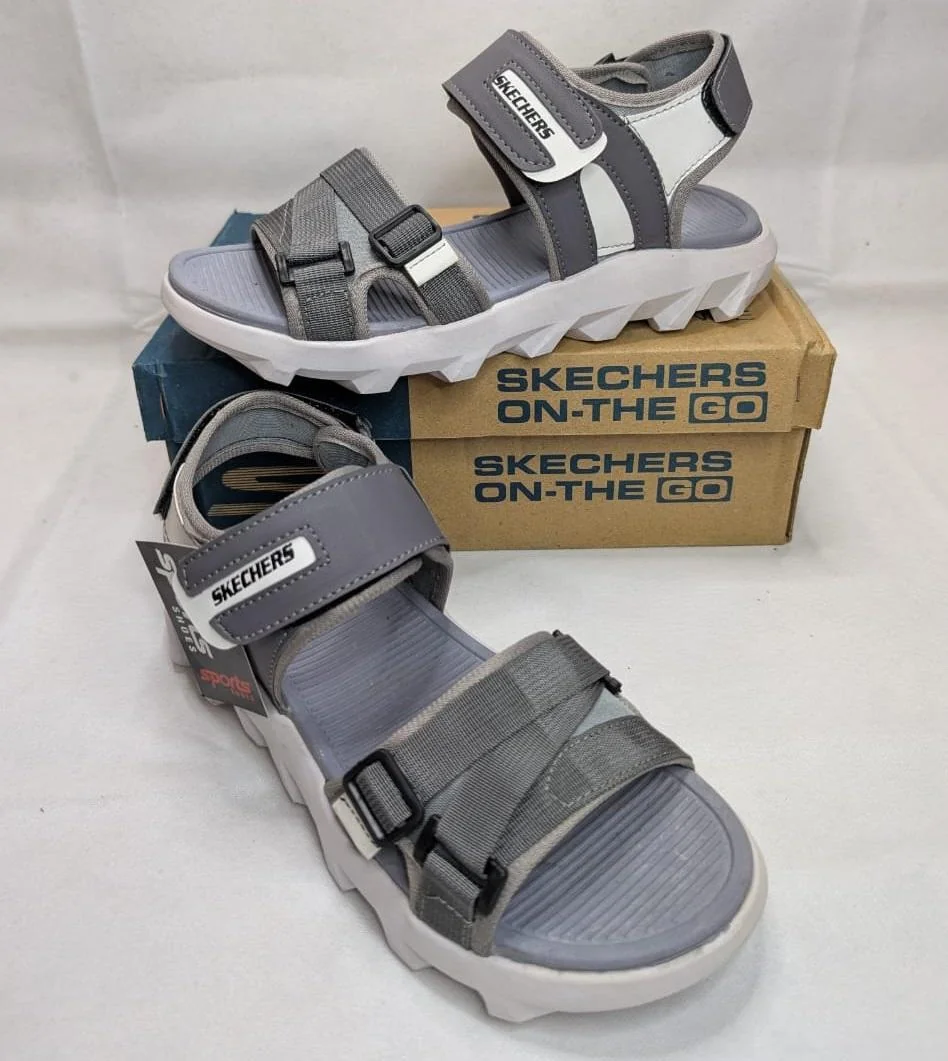Men Grey Microfiber Casual Sandals with Straps