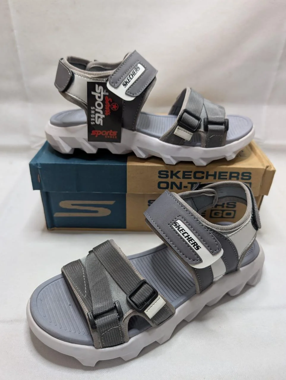 Men Grey Microfiber Casual Sandals with Straps