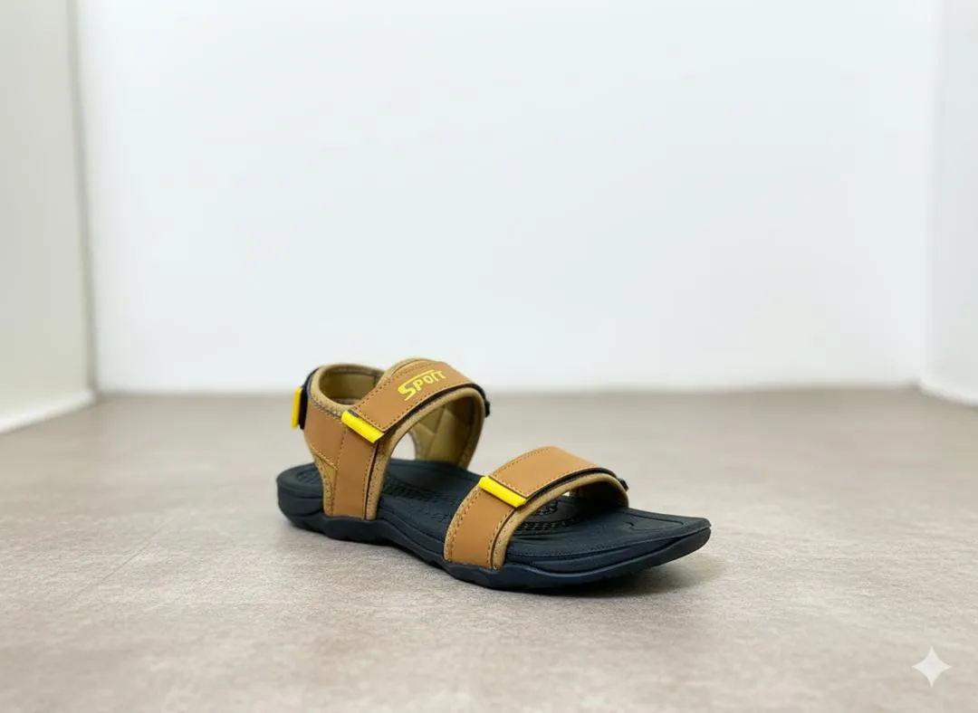Men's Mustard Fabric Fancy Sandals Casual Formal Strap Sandals