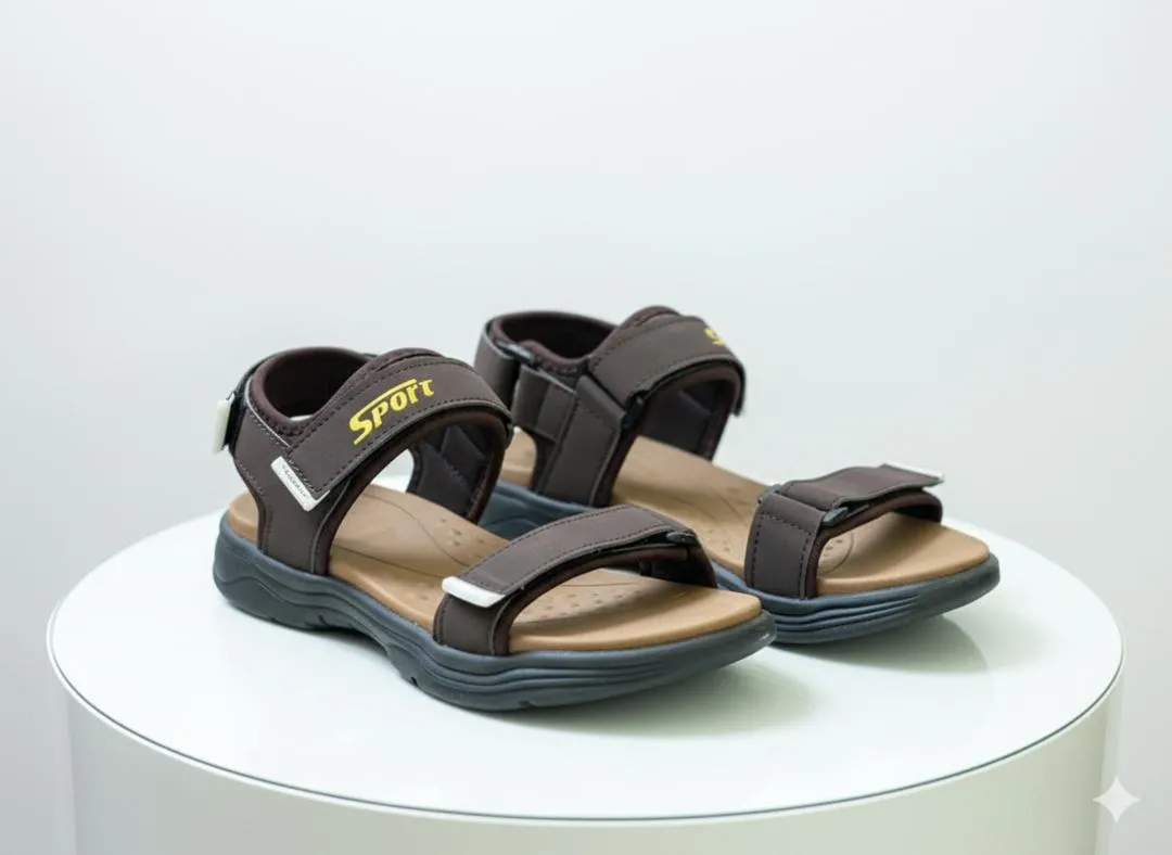 Men's Brown Fabric Strap Sandals Formal Casual All Season
