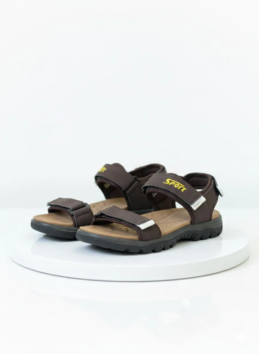 Men's Brown Fabric Strap Sandals Formal Casual All Season