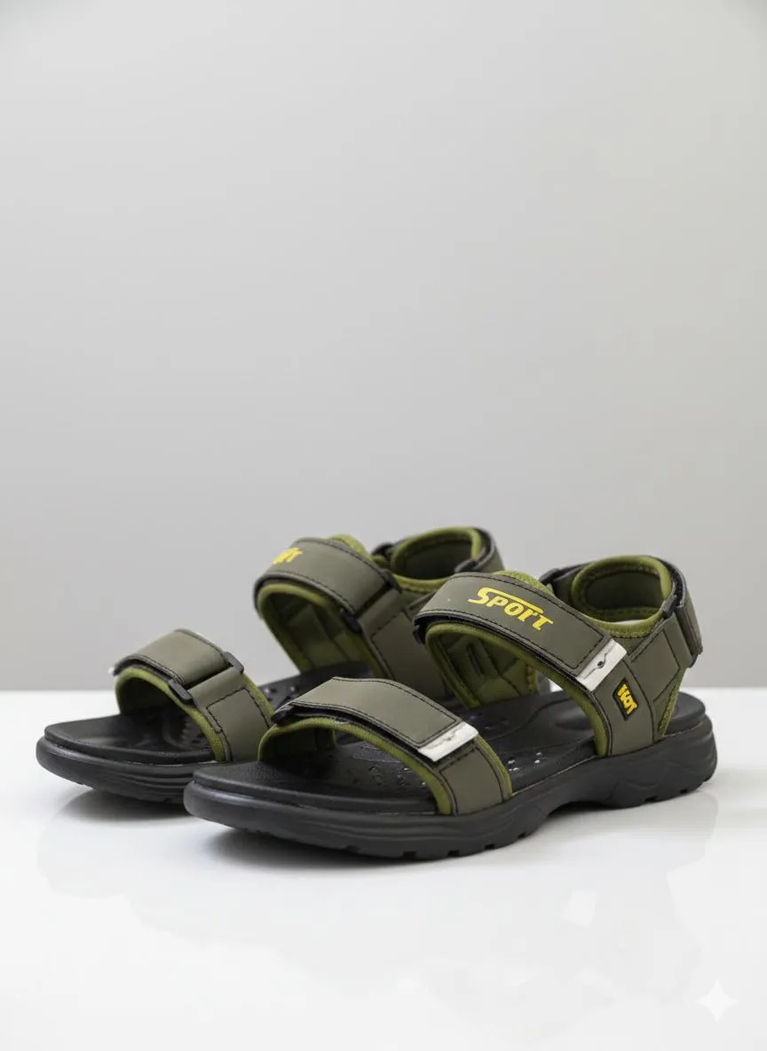 Men's Fabric Fancy Sandals (Green ED-002)