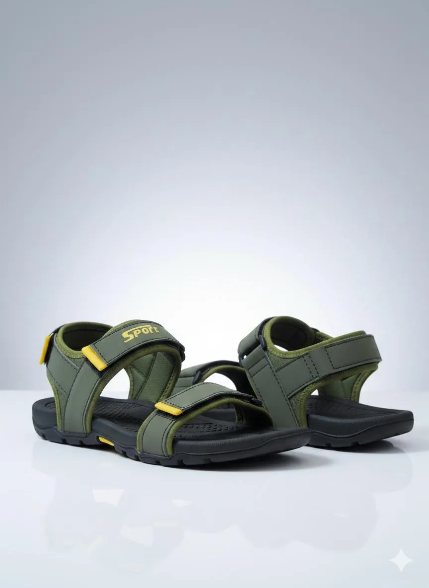 Men's Green Fabric Fancy Sandals Casual Formal All Season