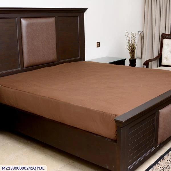 Brown Terry Cotton Double Bed Mattress Cover 72x78" Waterproof