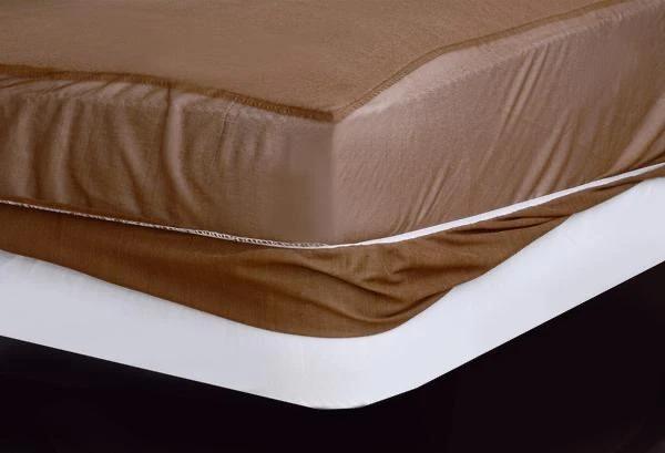 Brown Terry Cotton Double Bed Mattress Cover 72x78" Waterproof