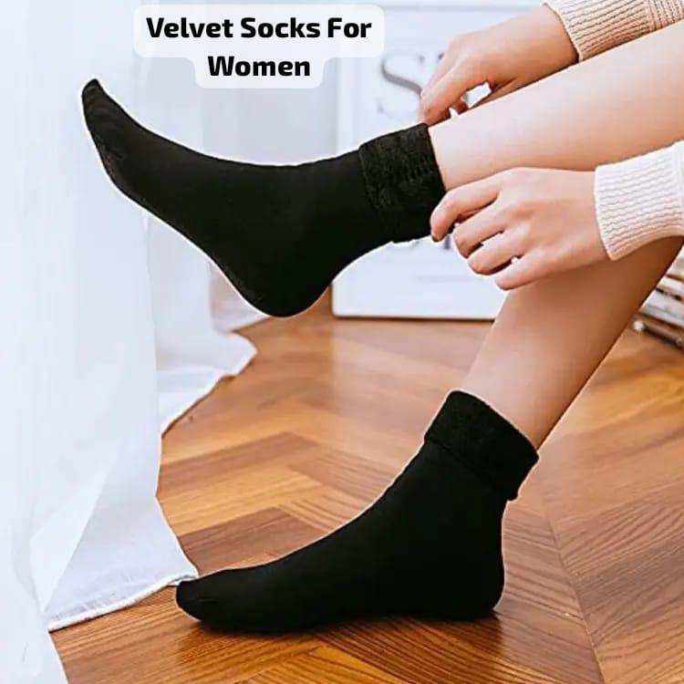 Velvet Wool Socks for Women Warm Elegant Formal Wear